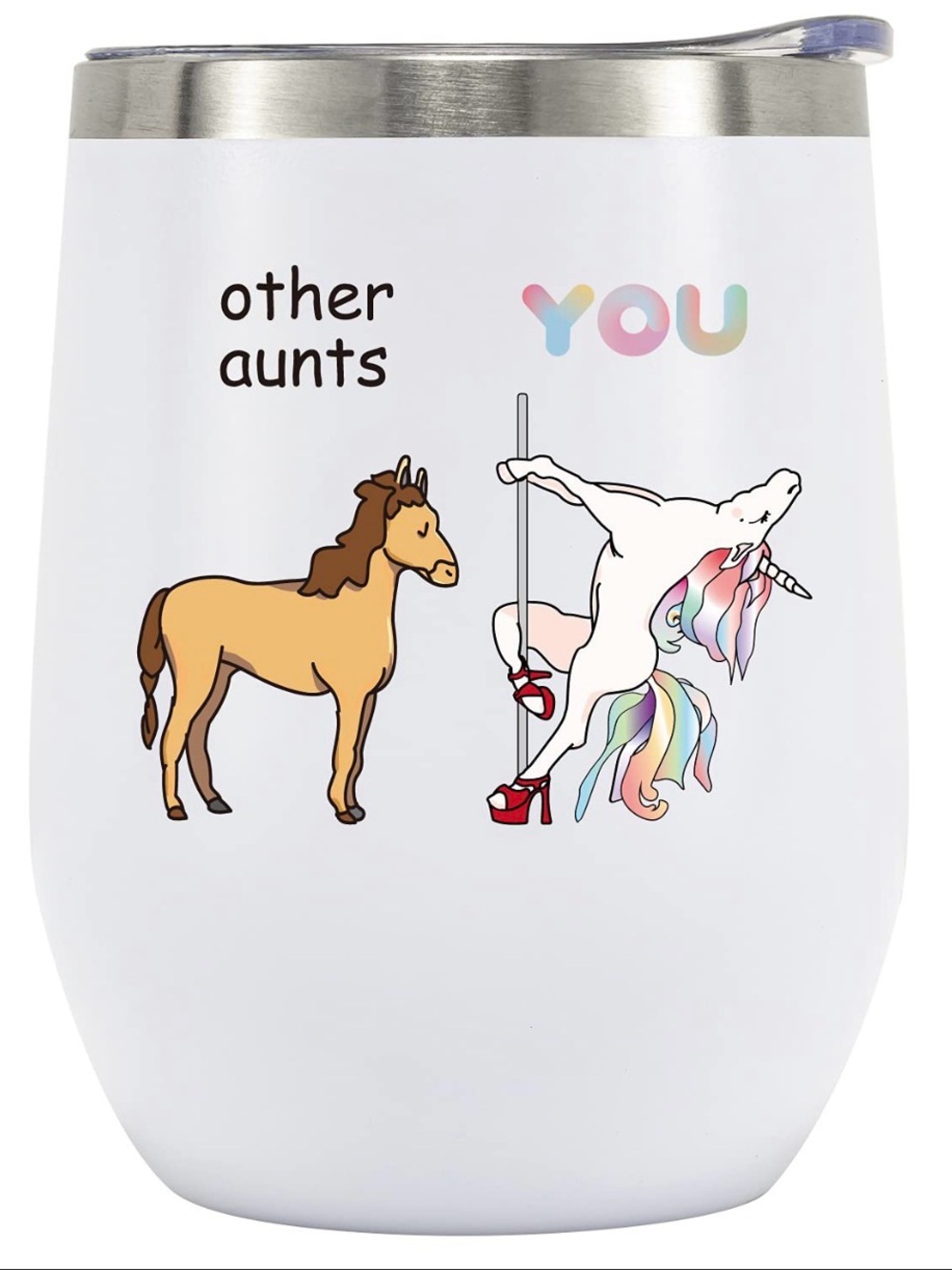 'Other Aunts You' Unicorn 12oz Wine Tumbler